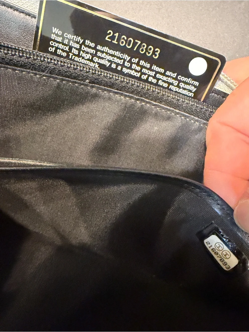 CHANEL Black/Silver Leather Compact Boy Wallet